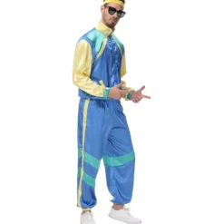 Dam- och Herr 80-tals Disco Träningsdräkt Vindjacka Byxor Hippie Kostymer Par Matchande Kläder Halloween Cosplay Kläder Blå S> Dräkter