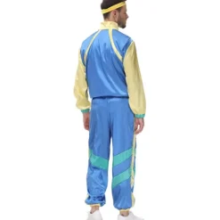 Dam- och Herr 80-tals Disco Träningsdräkt Vindjacka Byxor Hippie Kostymer Par Matchande Kläder Halloween Cosplay Kläder Blå S><noscript><img width=