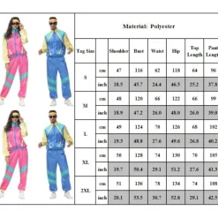 Dam- och Herr 80-tals Disco Träningsdräkt Vindjacka Byxor Hippie Kostymer Par Matchande Kläder Halloween Cosplay Kläder Blå S><noscript><img width=