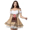 Dam Oktoberfest-dräkt Tyskland Bayersk ölserveringsflicka servitris Cosplay-parad Tavern Carnival Maskeradklänning Beige S> Dräkter