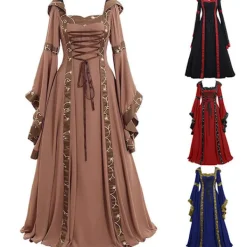 Dam Renaissance Medeltida Gotisk Häxdräkt Maskerad Cosplay Halloween Svart#1 S> Dräkter