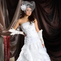 Damernas Fjäderspets Långa Handskar Spets Fingervantar Halloween Kostymfest Handskar Opera Cosplay Handskar><noscript><img width=