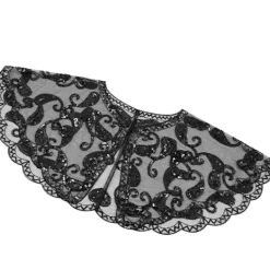 Damkrage i 1920-talsstil för kvinnor, paljett- och pärlbroderade sjalar och omslag för aftonklänningar/fest/bröllop/formellt/Harlem-kväll><noscript><img width=