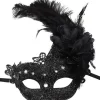Dammask med fjädrar för maskerad, venetiansk Halloween, Mardi Gras, kostymfest, bal, maskerad> Masker