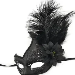 Dammask med fjädrar för maskerad, Venedig, Halloween, Mardi Gras, Cosplay> Masker