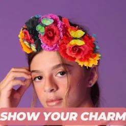 Day Of The Dead Hårprydnad Blomsterkrans Cosplay Tillbehör Multi Tyg Gör 1 Set><noscript><img width=