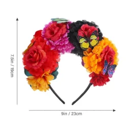 Day Of The Dead Hårprydnad Blomsterkrans Cosplay Tillbehör Multi Tyg Gör 1 Set><noscript><img width=