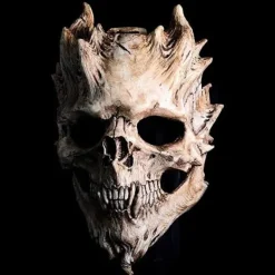 Dödskalle Skelett Mask Skräckdemon Läskig Helmask Latex Ond Mask Läskig Halloween Cosplay Kostym Rekvisita Vuxna{Fyn201}><noscript><img width=