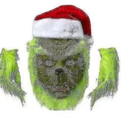 7-delad Grinch-dräkt för julcosplay, vuxen tomtekostymset + mask A-Perfet _tfrf 2XL> Dräkter