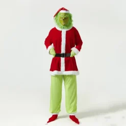 7-delad Grinch-dräkt för julcosplay för vuxna, tomtekostymset + mask A-WELLNGS Mask endast Mask endast Mask endast XL XL> Dräkter