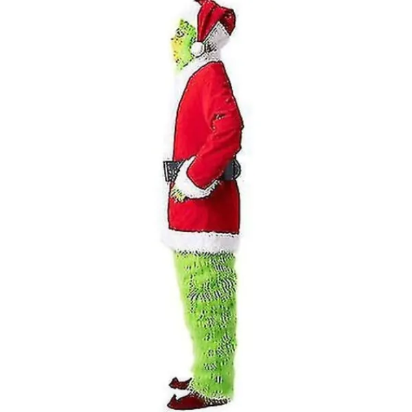 7-delad Grinch-kostym för julcosplay för vuxna, Santa Claus-kostymset + mask A-WELLNGS 7-delad komplett klädset 3XL> Dräkter