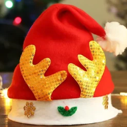 ATELA 2-delad julhatt - julhatt för vuxna och barn (Golden Wood + Jultomten)><noscript><img width=