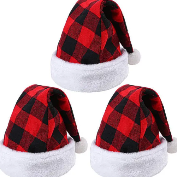3-delad Julhatt Rutiga Julhattar Lyxig Plyschhatt för Julkostymfester och Julaktiviteter> Tillbehör
