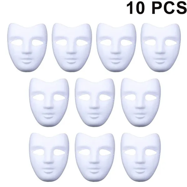10-delad set DIY vit mask för målning enkel tom stil 3 KLB> Masker