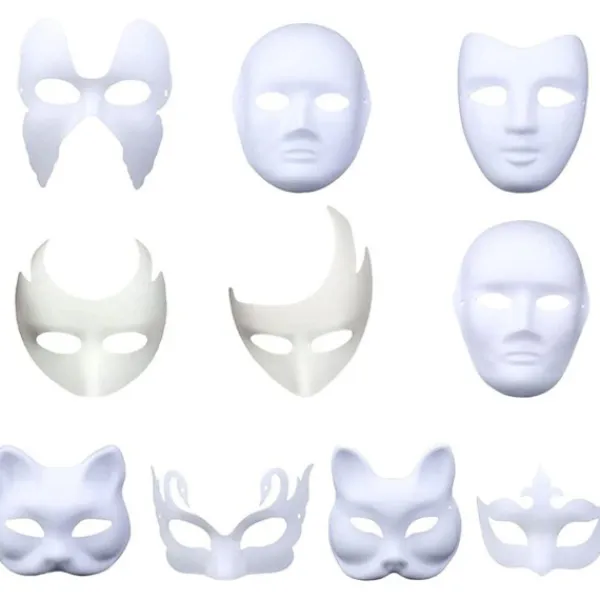 10-delad set DIY vit mask för målning enkel tom stil 3 KLB> Masker