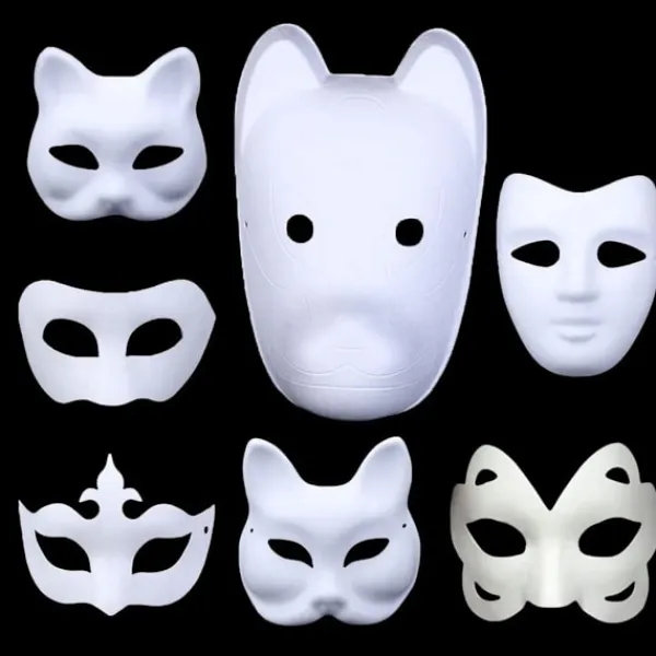 10-delad set DIY vit mask för målning enkel tom stil 3 KLB> Masker