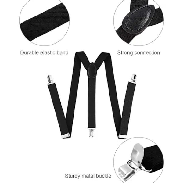 5-delad 1920-tals Gatsby Gangster-set för män 30-tals Manhattan Gangster Basker Y-formade hängslen> Tillbehör