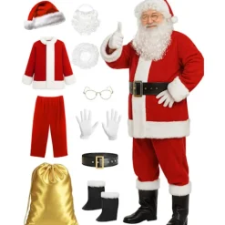 10-delad tomtekostym, julkostym (Storlek XL)> Dräkter