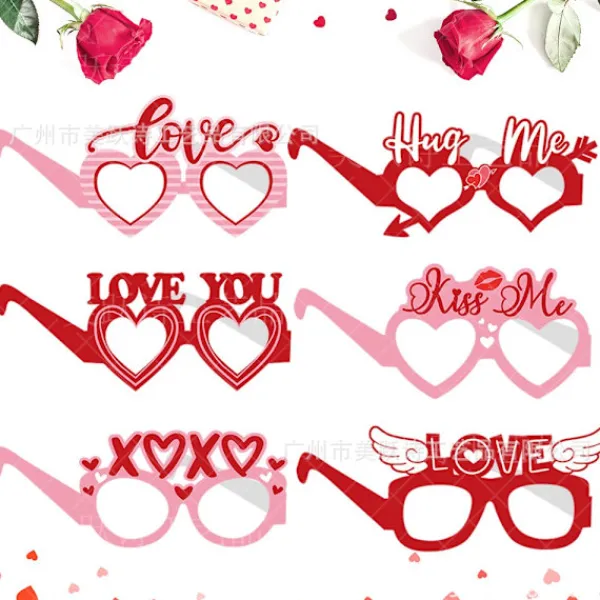 6-delade Alla hjärtans dag festdekoration papper kärleksglasögon> Tillbehör