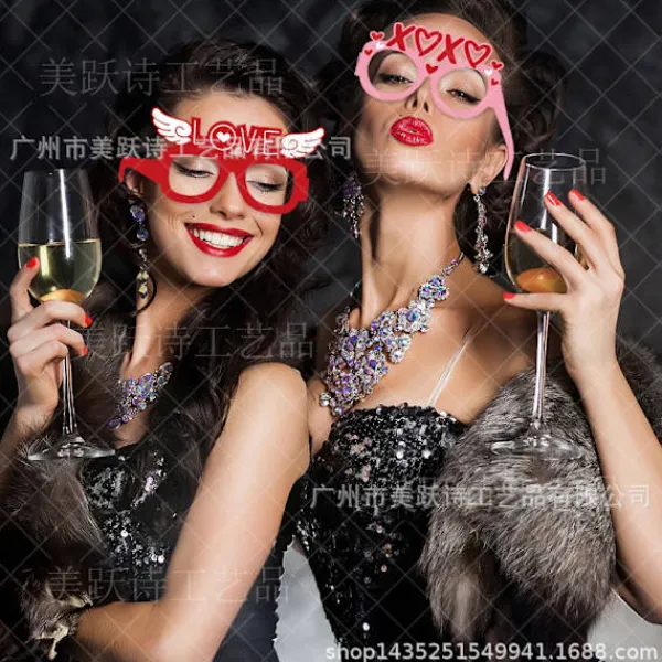 6-delade Alla hjärtans dag festdekoration papper kärleksglasögon> Tillbehör