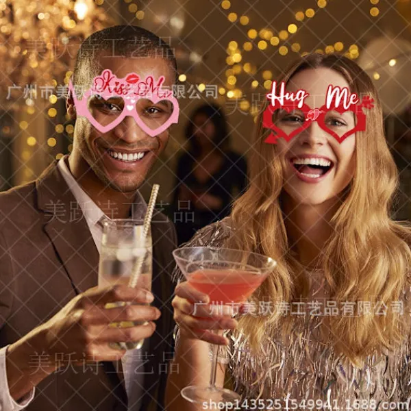 6-delade Alla hjärtans dag festdekoration papper kärleksglasögon> Tillbehör