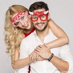 6-delade Alla hjärtans dag festdekoration papper kärleksglasögon><noscript><img width=