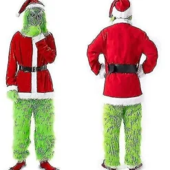 7-delars Grinch-dräkt för julcosplay för vuxna, jultomtedräktset + Mask A-WELLNGS Mask Endast Mask Endast Mask Endast 3XL><noscript><img width=