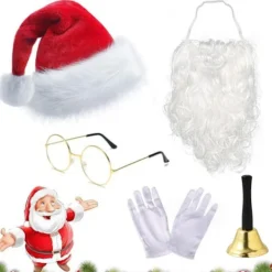 5-delars set med hatt, skägg och peruk för julfest> Tillbehör