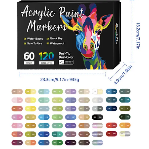 12-delars set med nagelkonstpennor med 0,5 mm fin spets för exakt klotter och ritning.> Smink