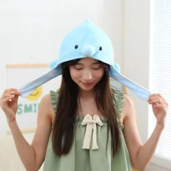 Delfinplyschhatt, bomullsmaterial tecknad huvudbonad leksak för barn gåva> Huvudbonader