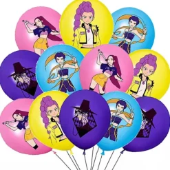 Best Trade Demon Hunter Birthday Party Supplies Set: porslin, banderoll, tårtpålägg och ballonger för barn tattoos-500pcs><noscript><img width=