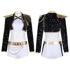 Demon Hunter Flickor Gruppuniform Svart och Guld Rumi Scenkostym Halloween Svart Sångkostym Animekostym Children 120> Dräkter