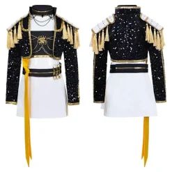 Demon Hunter Flickor Gruppuniform Svart och Guld Rumi Scenkostym Halloween Svart Sångkostym Animekostym Children 120><noscript><img width=