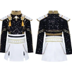 Demon Hunter Flickor Gruppuniform Svart och Guld Rumi Scenkostym Halloween Svart Sångkostym Animekostym Children 120><noscript><img width=