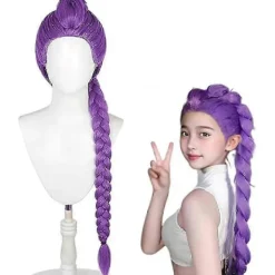 Demon Hunters Kostym Peruker Cosplay för Barn, Rumi Kostym Peruker Lila Flätor Peruk Halloween Cosplay Rekvisita, Anime Cosplay Peruk-lingling}{bt)> Peruker