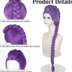 Heta säljare Demon Hunters Kostym Peruker Cosplay för Barn, Rumi Kostym Peruker Lila Flätor Peruk Halloween Cosplay Rekvisita, Anime Cosplay Peruk-Glad><noscript><img width=