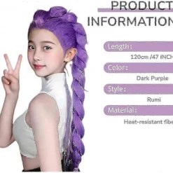 Demon Hunters Kostym Peruker Cosplay för Barn, Rumi Kostym Peruker Lila Flätor Peruk Halloween Cosplay Rekvisita, Anime Cosplay Peruk-lingling}[DS]><noscript><img width=