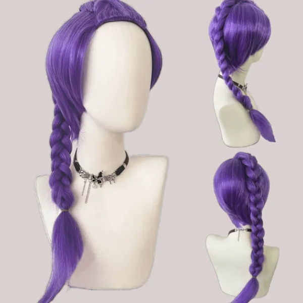 Demon Hunters Kostym Rumi Peruk Realistisk Anime Cosplay Peruk för Cosplay Konvent (FMY) Svart lila Zoey Y> Peruker