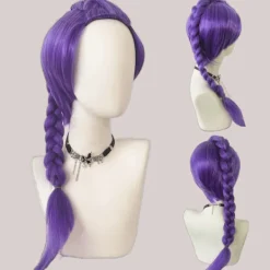 Demon Hunters Kostym Rumi Peruk Realistisk Anime Cosplay Peruk för Cosplay Konvent Svart Lila Zoey><noscript><img width=