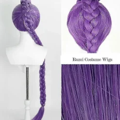 Demon Hunters Kostymperuker Cosplay för Barn, Rumi Kostymperuker Lila Flätor Peruk Halloween Cosplay Rekvisita, Anime Cosplay Peruk><noscript><img width=
