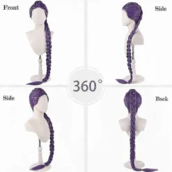 Demon Hunters Kostymperuker Cosplay för Barn, Rumi Kostymperuker Lila Flätor Peruk Halloween Cosplay Rekvisita, Anime Cosplay Peruk-lingling}> Peruker