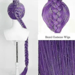 Demon Hunters Kostymperuker Cosplay För Barn, Rumi Kostymperuker Lila Flätor Peruk Halloween Cosplay Rekvisita, Anime Cosplay Peruk><noscript><img width=