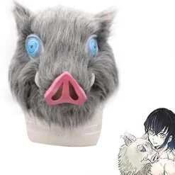 unbranded Demon Slayer Anime Hashibira Inosuke Gris Latex Mask Huvudbonad Cosplay Halloween Maskeradfest Fancy Dress Kostymtillbehör> Masker