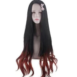 Demon Slayer Kamado Nezuko Cosplay Syntetisk Peruk Vågigt Hår Hela Peruker> Peruker