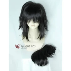 Demon Slayer Kimetsu no Yaiba Tomioka Giyuu Cosplay Peruk Svart Clip Hästsvans Värmebeständigt Syntetiskt Hår Anime Peruker + Perukmössa One Size><noscript><img width=