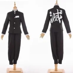 Demon Slayer Kimetsu No Yaiba Tanjirou Kamado Cosplay Kostym Kimono Jul Anime Uniform Set för vuxna och barn - Perfekt 7-delars set M><noscript><img width=