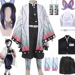 Demon Slayer Kochou Shinobu Cosplay Kostym Peruk-FA-> Dräkter