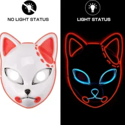 Demon Slayer Mask Japansk Anime Mask, Led Halloween Mask Demon Fox Mask för Demon Slayer Cosplay> Masker