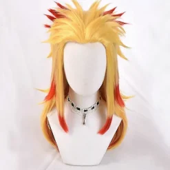 Demon Slayer Rengoku Kyoujurou Cosplay Kostym Kimono Uniform Outfit Halloween Party Anime Rollspel Fancy Dress Set-c Endast One Size - Wig><noscript><img width=