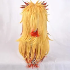 Demon Slayer Rengoku Kyoujurou Cosplay Party Kostym Outfits Halloween Party Anime Set Gåvor E Endast Peruk 2XL><noscript><img width=